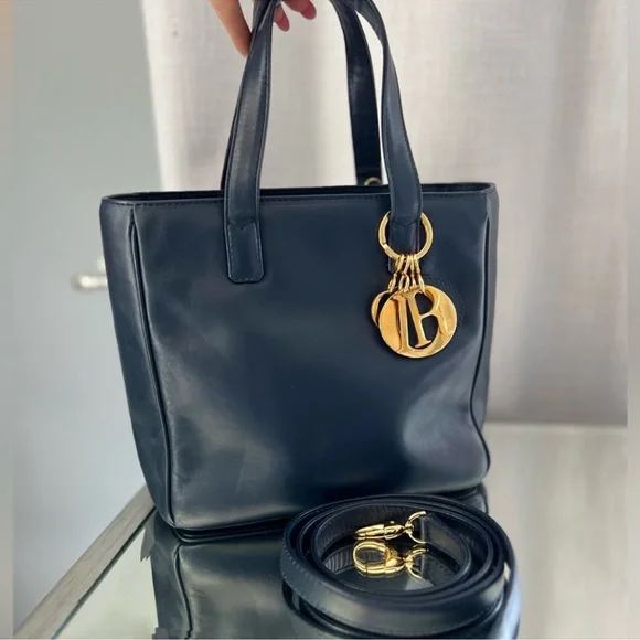 Christian Dior Lady Dior 2 Way Tote Bag Navy - Picture 12 of 14